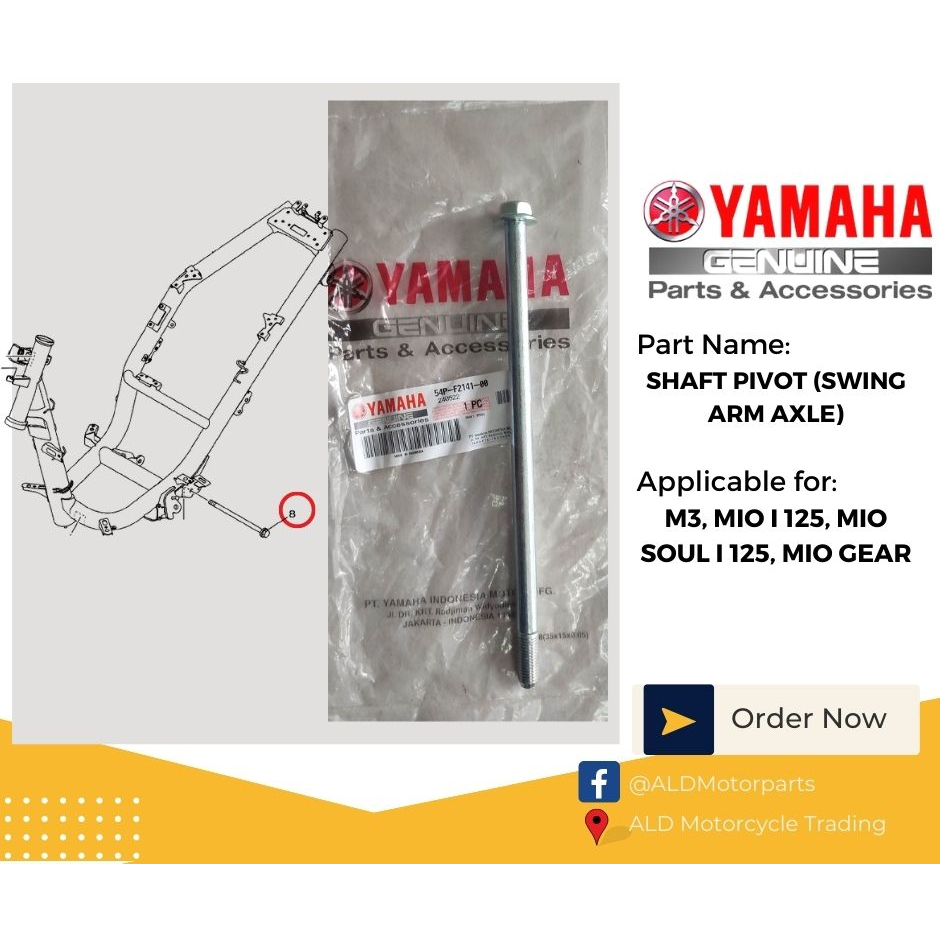 SHAFT PIVOT (SWING ARM AXLE) M3, MIO I 125, MIO SOUL I 125, MIO GEAR