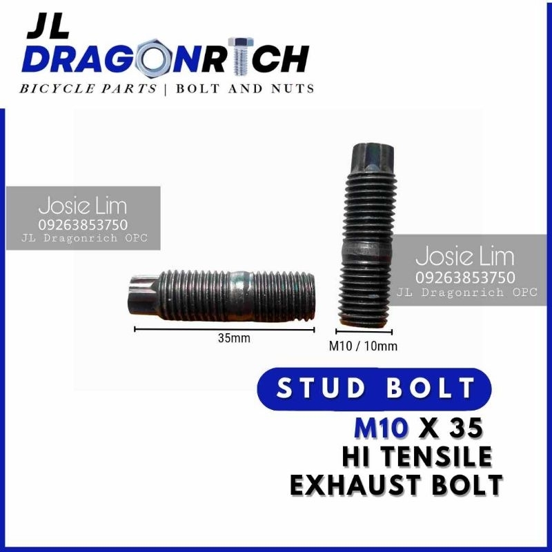 Stud Bolt M10 X 35 HiTensile Grade Exhaust Bolt Fitting Star Allen