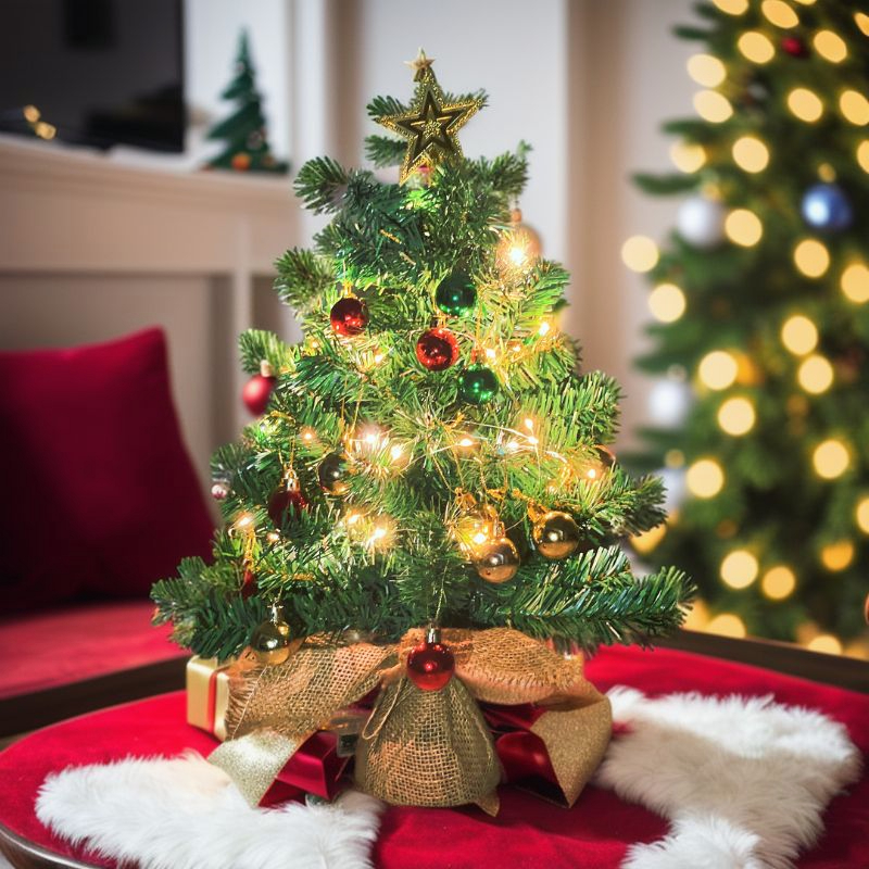 Mini Desktop Christmas Tree with LED Lights In 3 Modes Of Flashing And