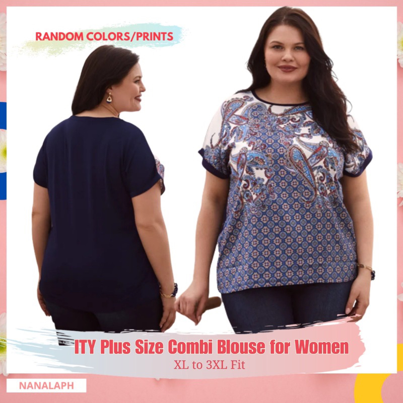 ITY Combi Blouse for PLUS SIZE Women[ ANGELA ] - XL to 3XL Fit | Shopee ...