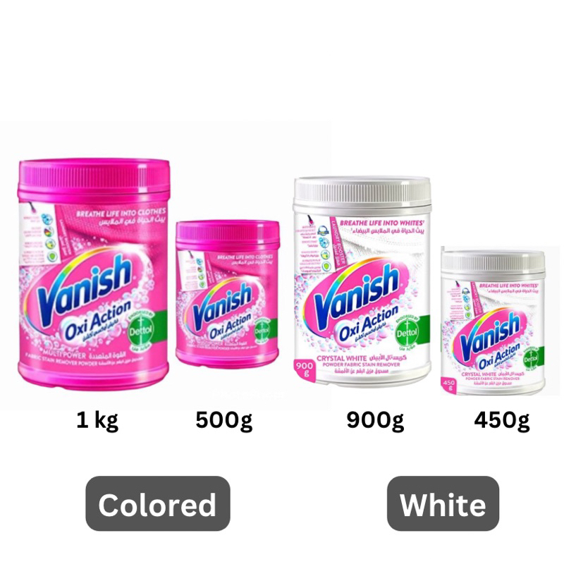 Vanish Oxi Action Fabric Stain Remover Powder with Scoop 500g/1kg