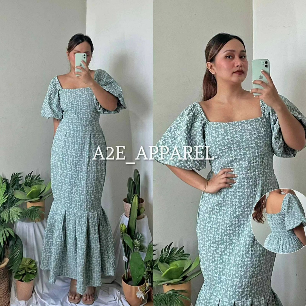 A2E | Ariel Dress | Massive Puff Sleeves Mermaid Cut Dress | Shopee ...