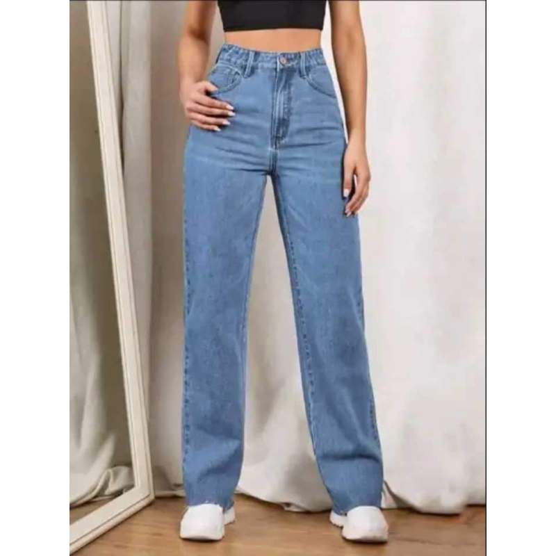 Zipper Fly Straight Leg Jeans | Shopee Philippines