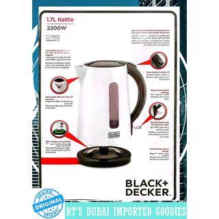 BLACK DECKER Cordless Electric Kettle 2200W Power 1.7L with