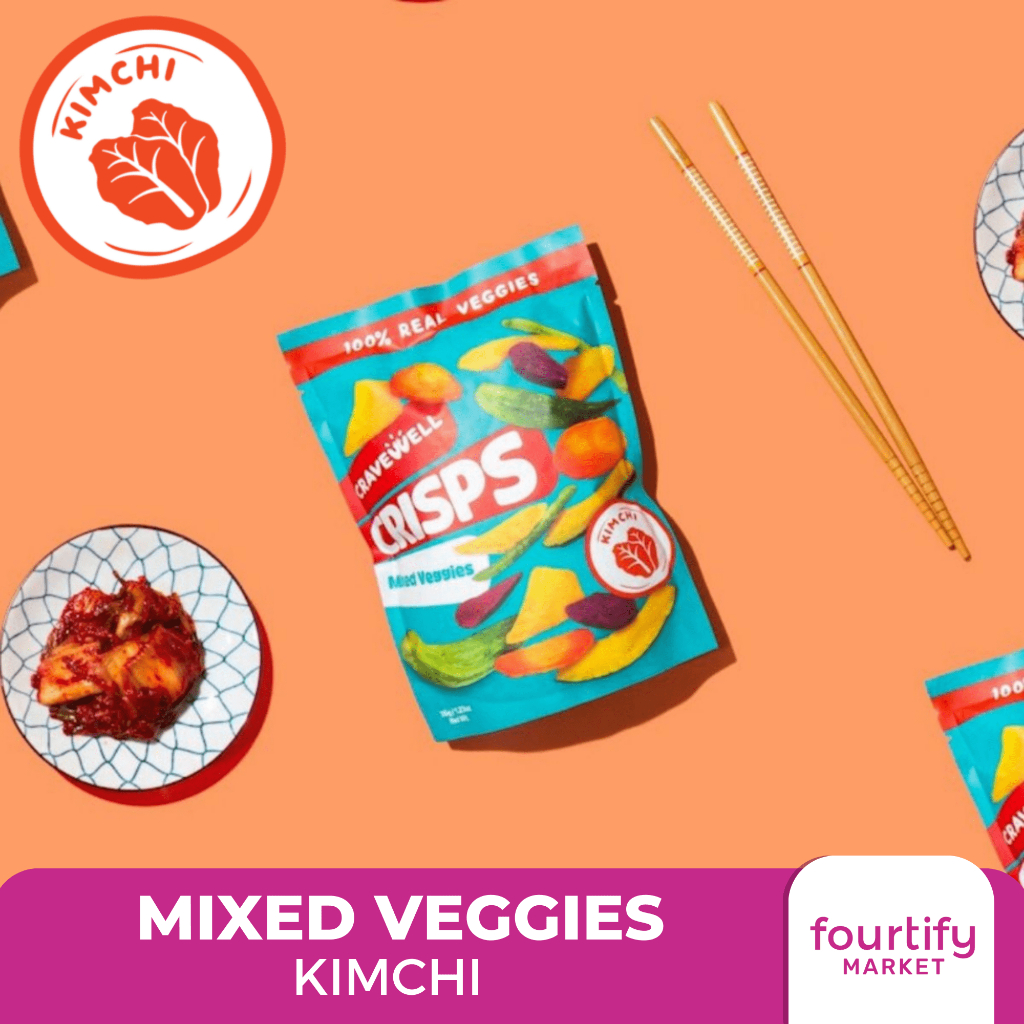 Cravewell Mixed Veggie Crisps Kimchi 35g (Savory, No Cholesterol