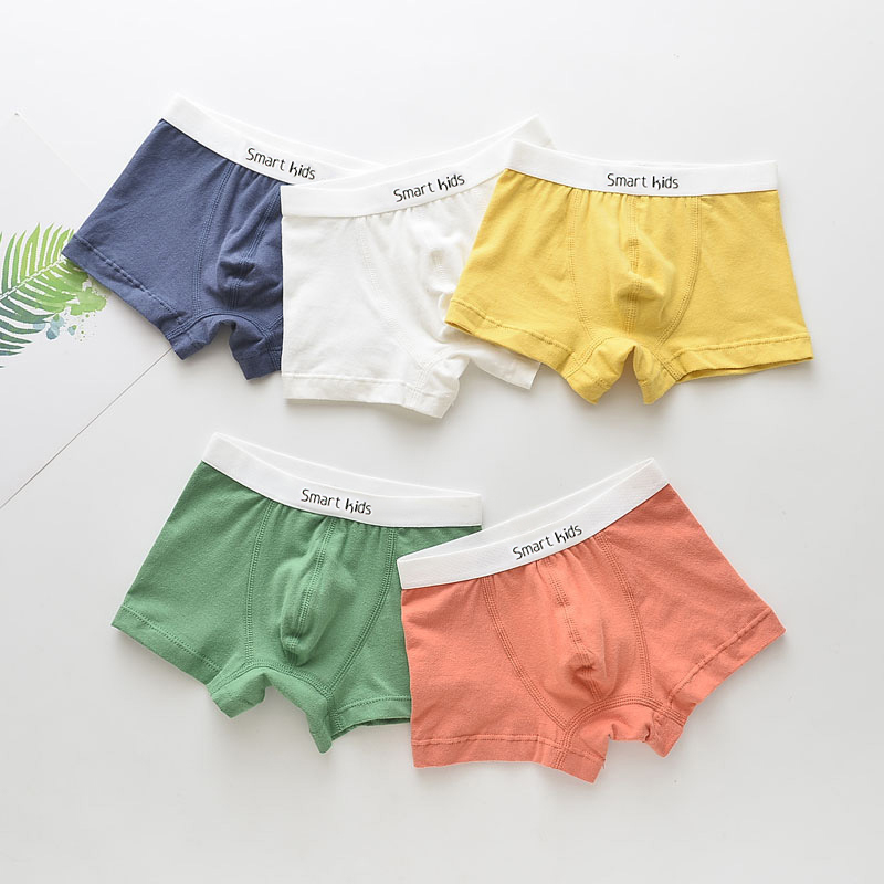 5in1 pack Solid Color Boy Boxer Shorts for Kids 3-12yrs Cotton ...