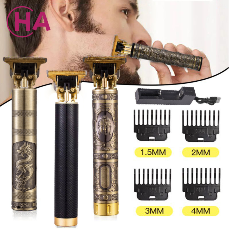 Electric Cutter Hair Clipper USB Vintage 0mm Professional Razor Shaver ...