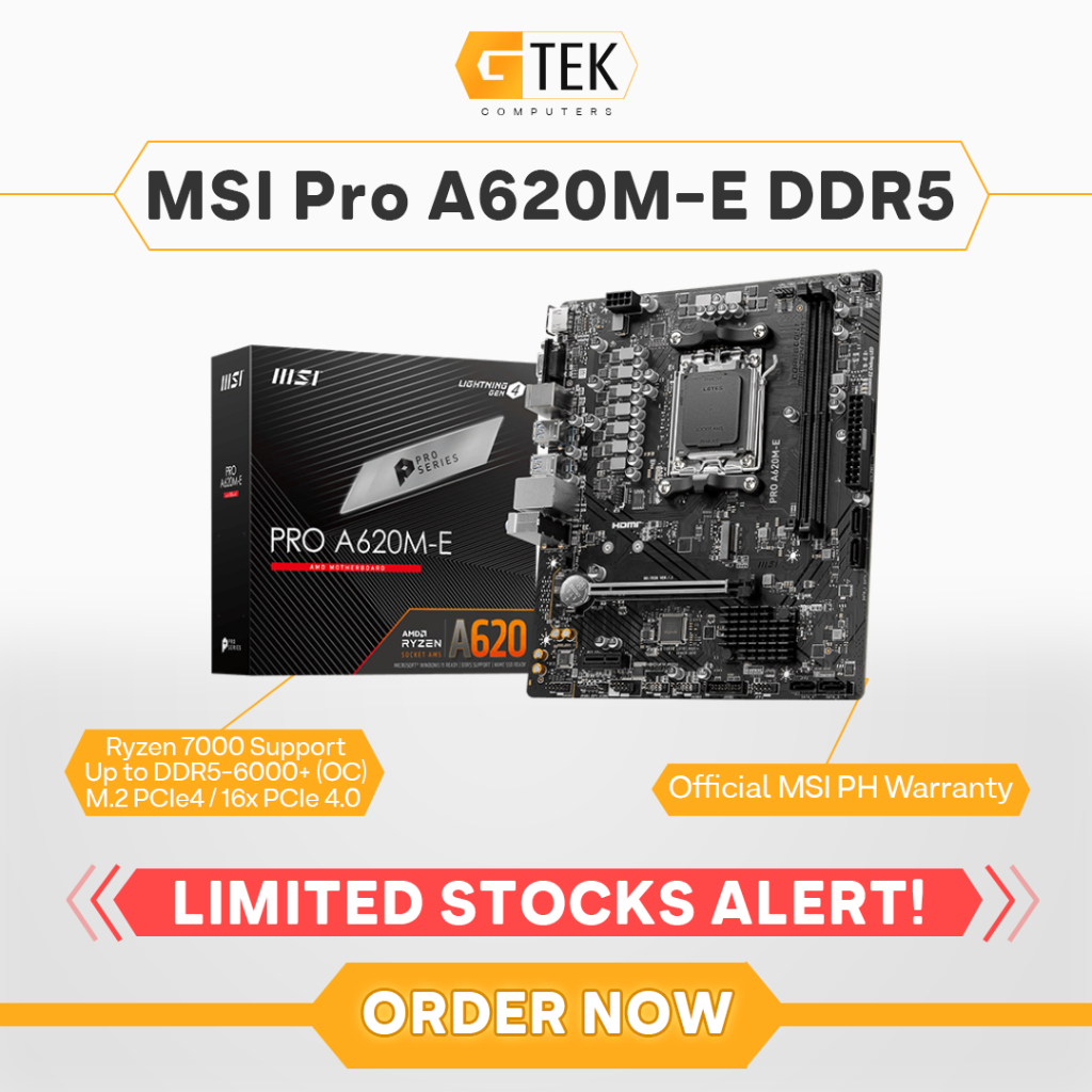 MSI PRO A620M-E PRO A620 mATX AM5 DDR5 AMD Motherboard | Shopee Philippines