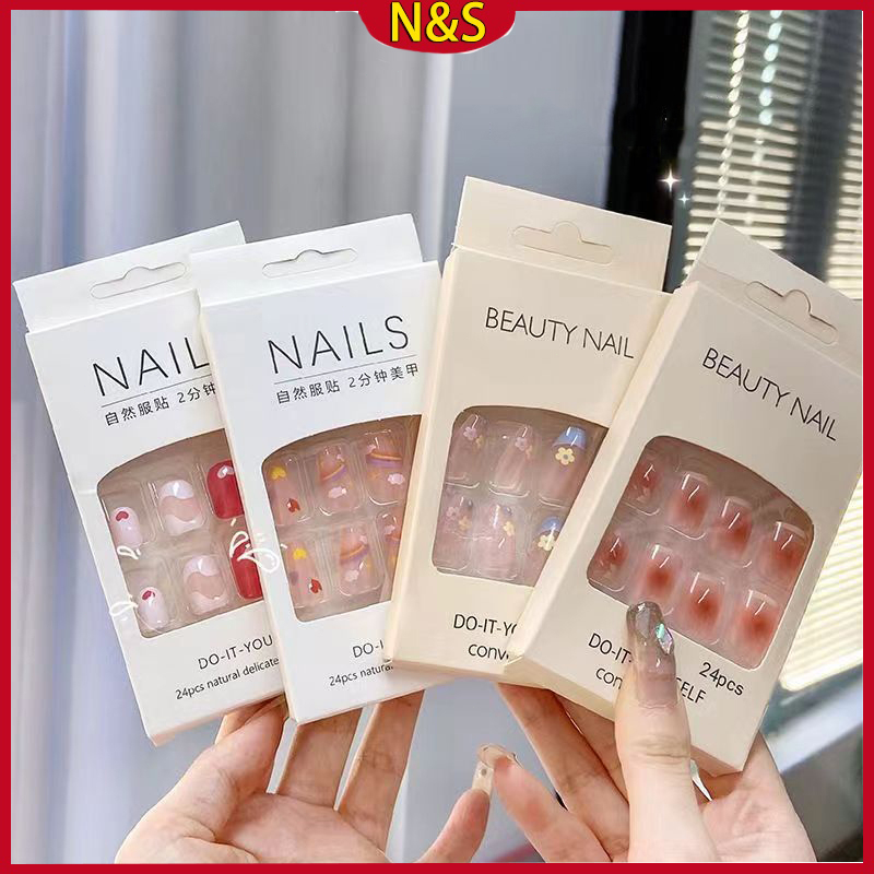 【FREE GIFT】24Pcs/Set Fake Nails Waterproof Fake Nail Set with Glue