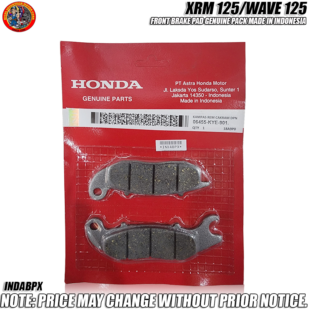XRM 125/WAVE 125 FRONT BRAKE DISC PAD MADE IN INDONESIA GENUINE PACK