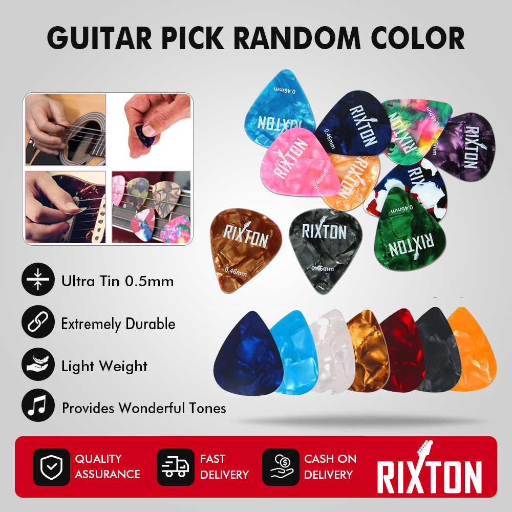 Rixton Guitar Random Picks Plectrum Celluloid Electric Smooth Guitar 