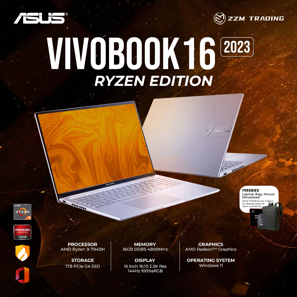 ASUS Vivobook 16 2023 M1605X Ryzen 16" AMD R9 Radeon GPU 2.5K 144Hz