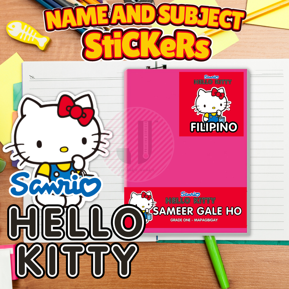 HELLO KITTY Design NAME AND SUBJECT NOTEBOOK STICKER LABELS | SANRIO ...