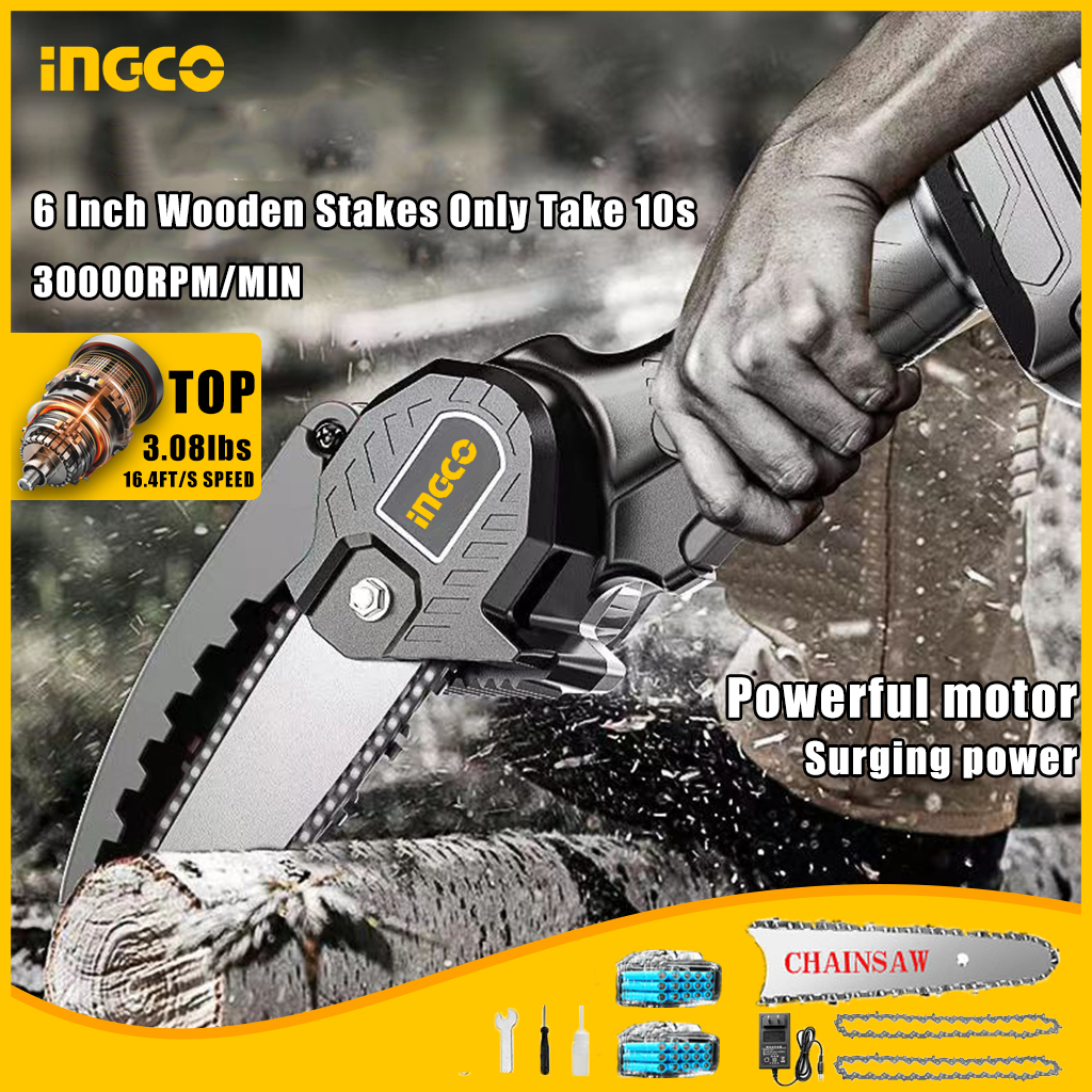 INGCO Cordless Chainsaw 48V Chainsaw 6 Inch Cordless Electric Portable