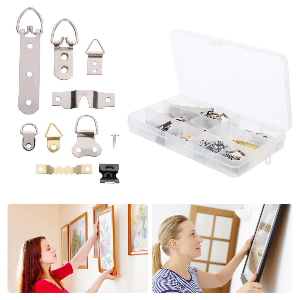Metal Picture Frame Hooks Kit Photo Frame D Ring Hook Oil Painting ...