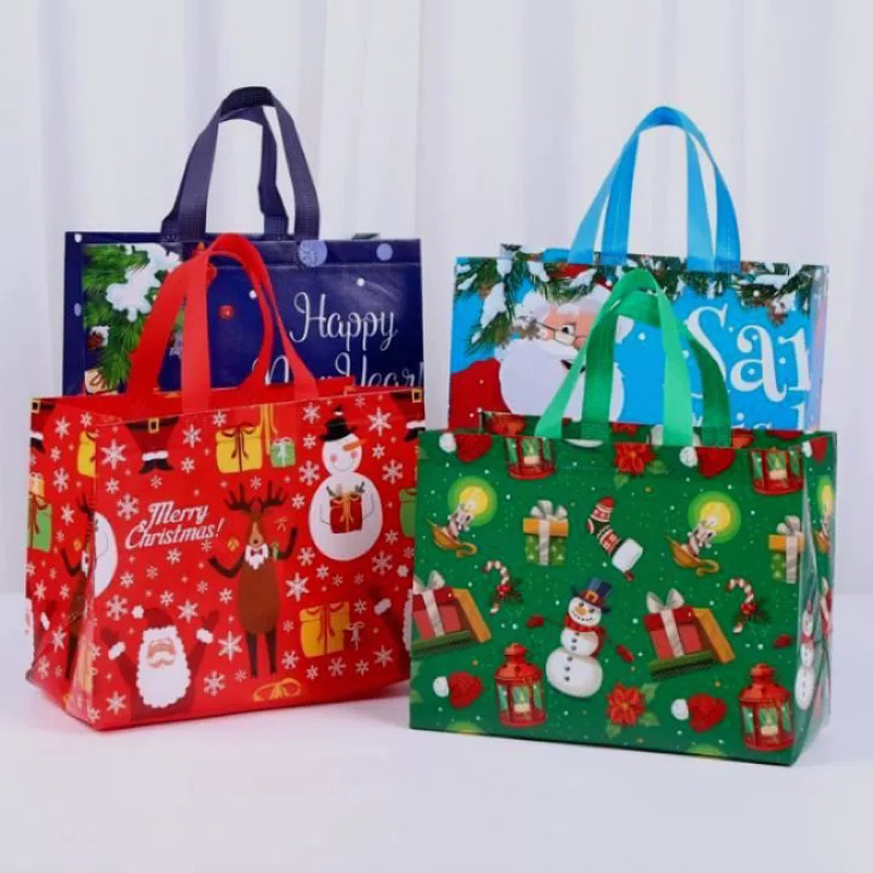 1pc non woven Christmas Tote Bag Eco Bag Storage Giveaway Bag Shopee