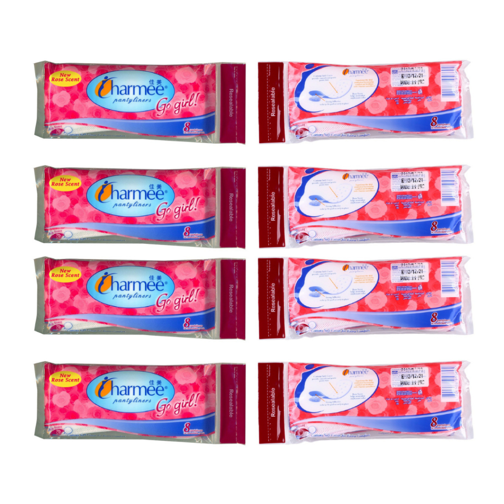 Charmee Pantyliners Go Girl Pantyliner Rose Scent Bundle Of 8 Shopee
