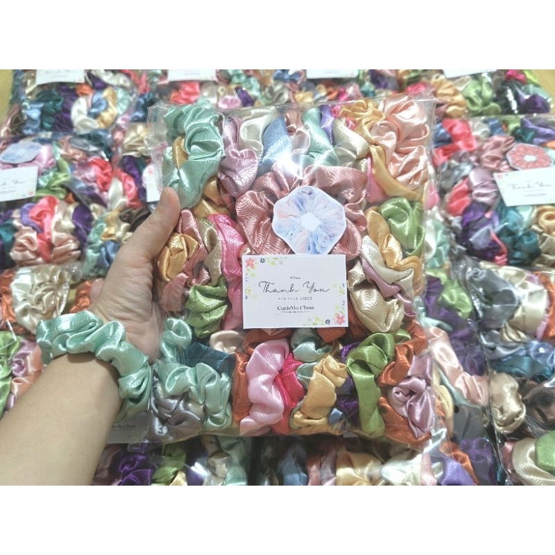 20, 30, 50 PCS. SCRUNCHIES ASSTD. COLORS SILKY SATIN ONHAND Hair ...