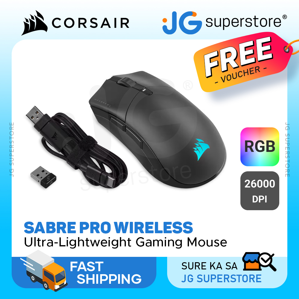 CORSAIR Sabre Pro Champion Series iCUE RGB Wireless Ultra-Light Gaming ...
