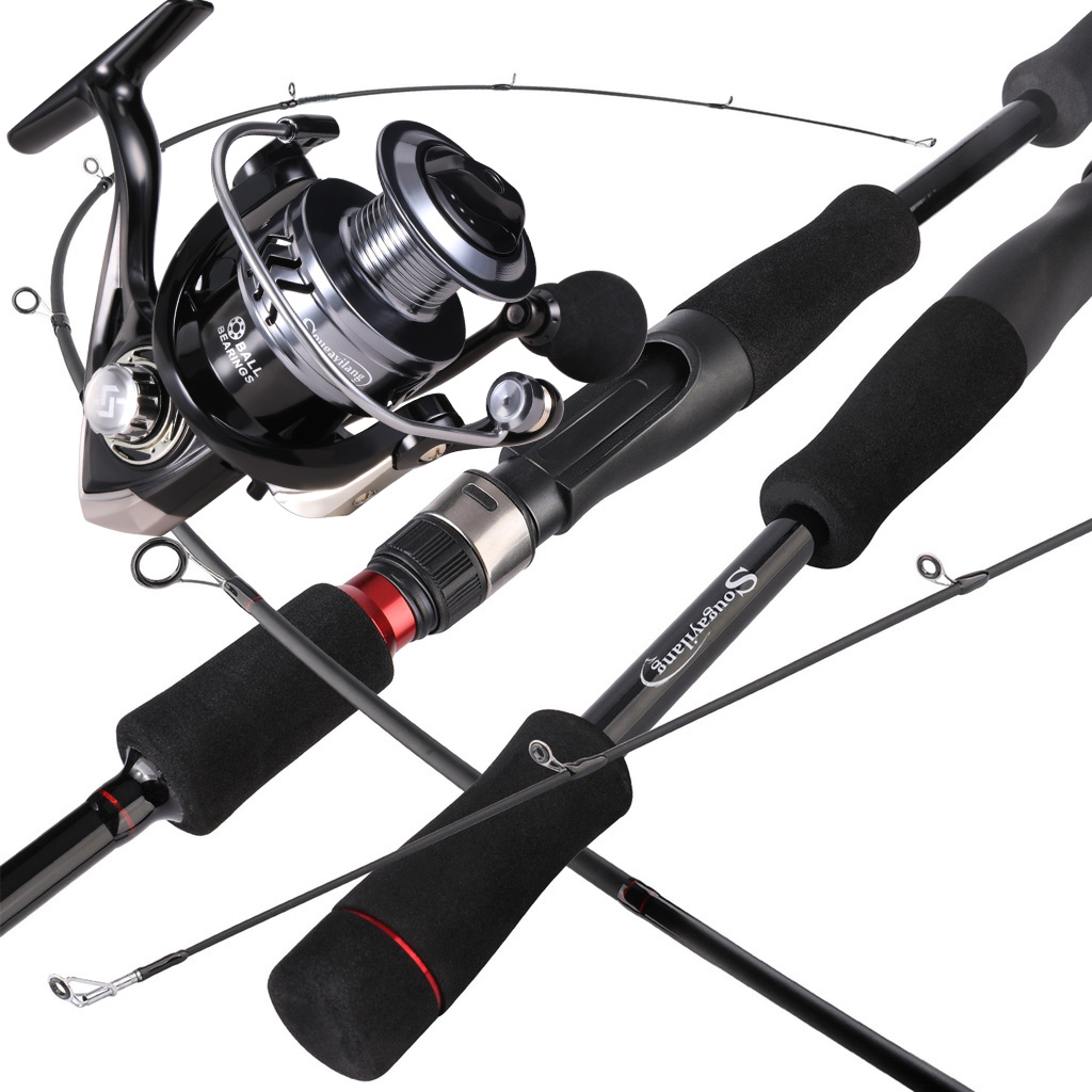 Fishing Rod Set Spinning Fishing Rod 1.8/2.1m and Spinning Fishing Reel M  Power 5.2:1 Max Drag 8KG