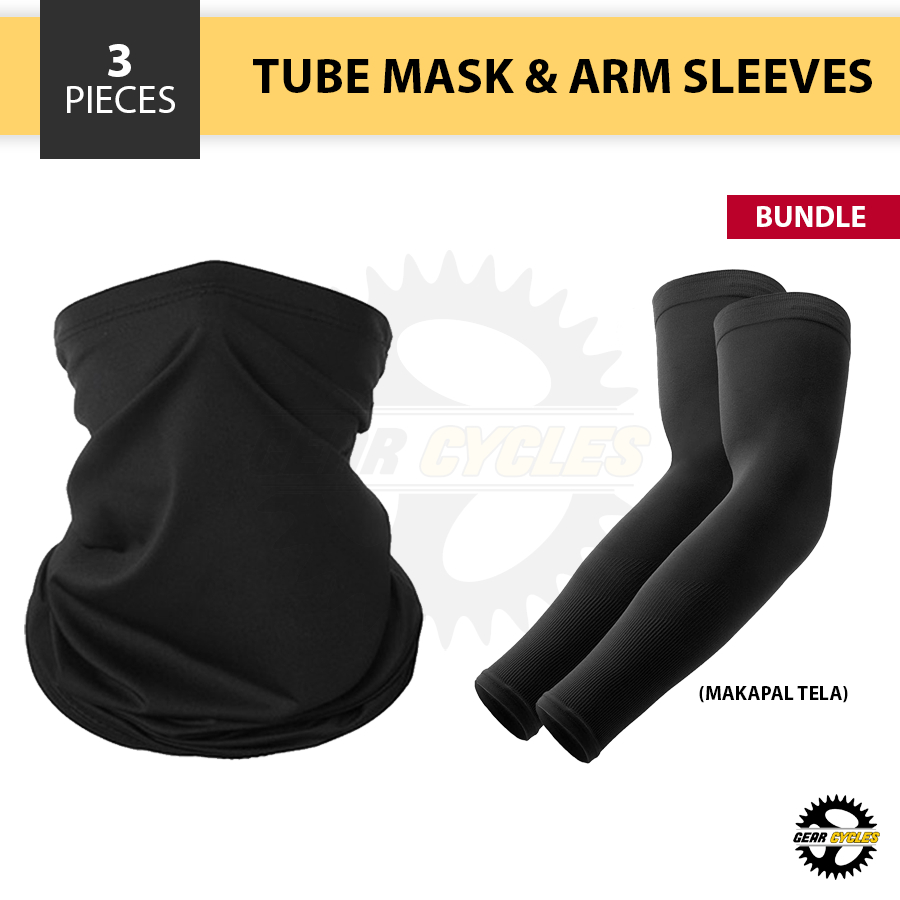 (BUNDLE) Tubemask Face Cover Arm Sleeves Arm Guard Warmer Mountain Road