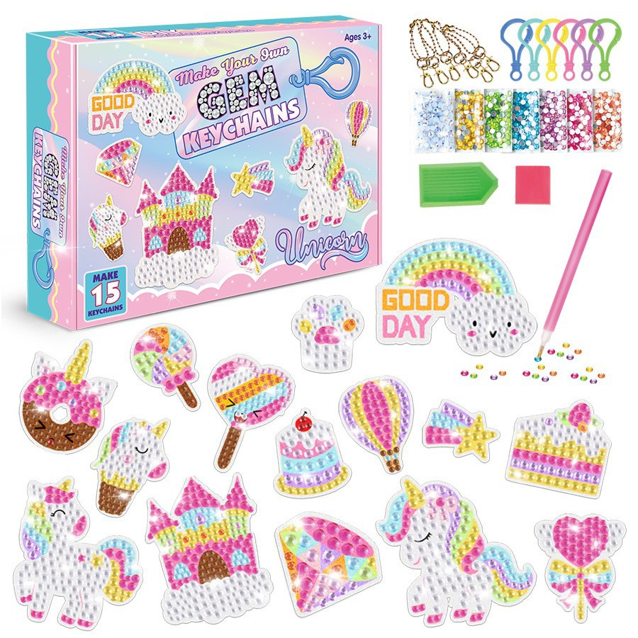 DIY Crystal Pendant/Keyring Activity Toys Creative Diamond Sticker Arts ...