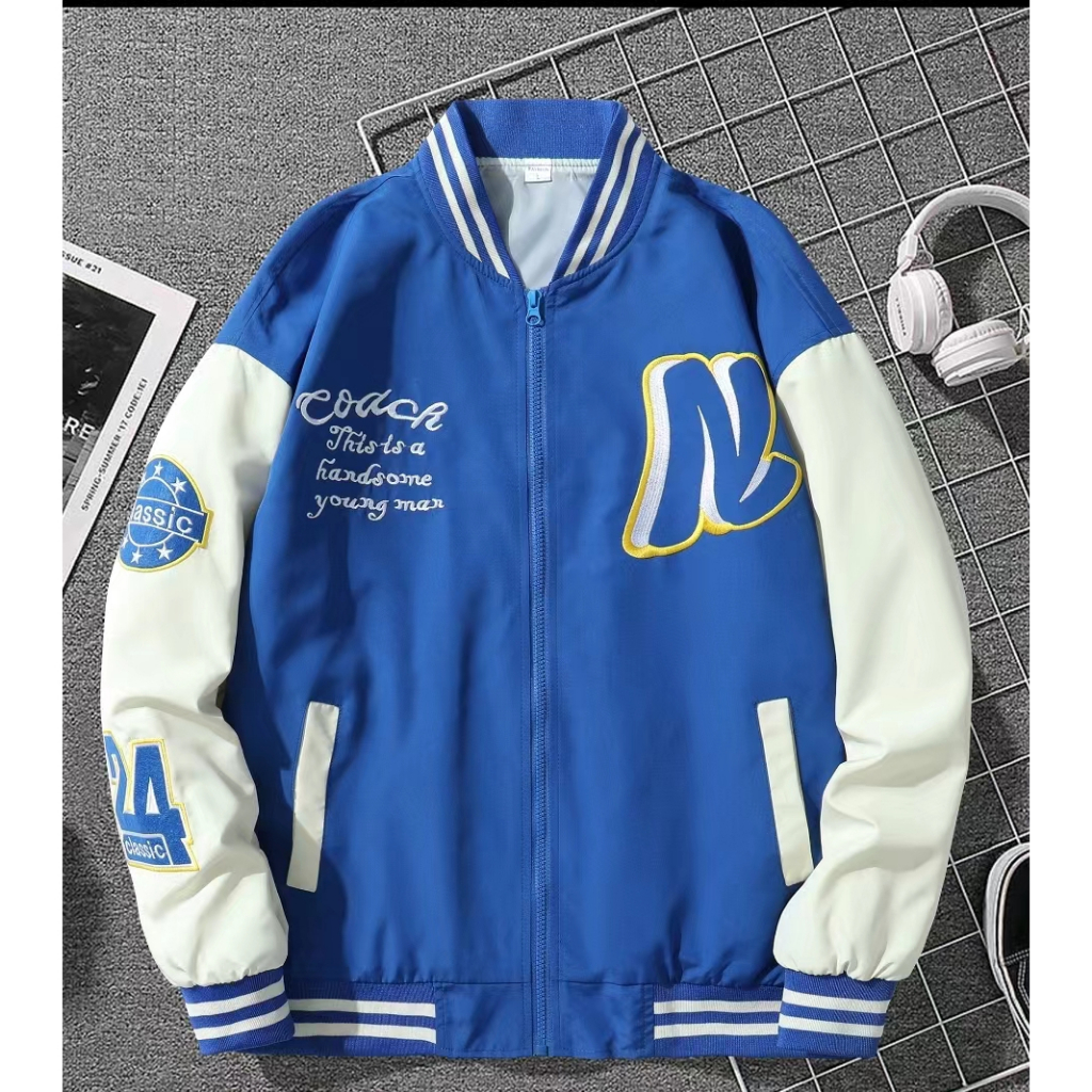 High quality fashion korea style casual unisex varsity jacket Shopee