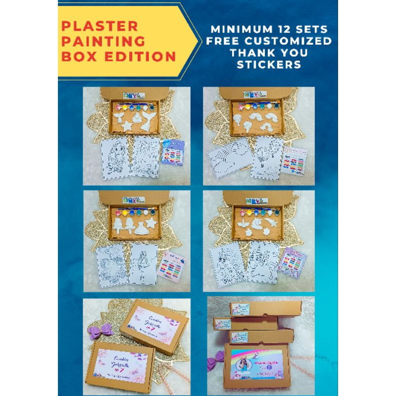 PLASTER PAINTING KIT/SET IN BOX WITH COLORING PAGES & NON