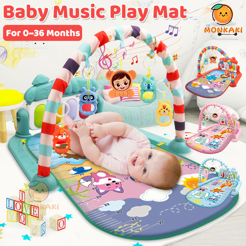 Baby Play Mat (With Lights Music Piano Keyboard Hanging Toy) Gym Crawling  Game Pad Baby Toys