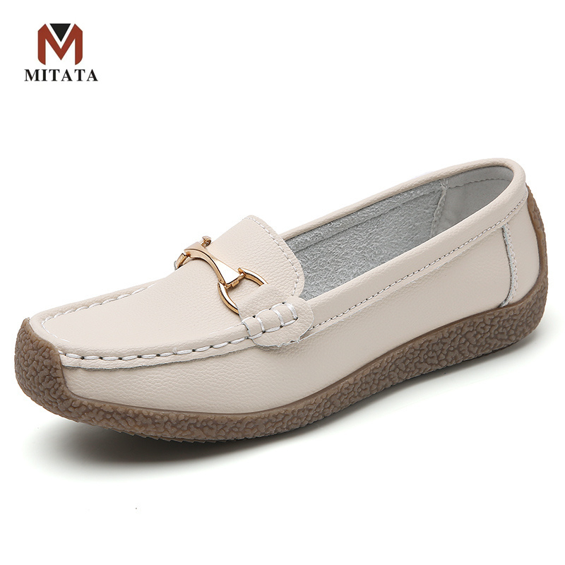 MITATA Quality Leather Loafers Women Shoes | Shopee Philippines