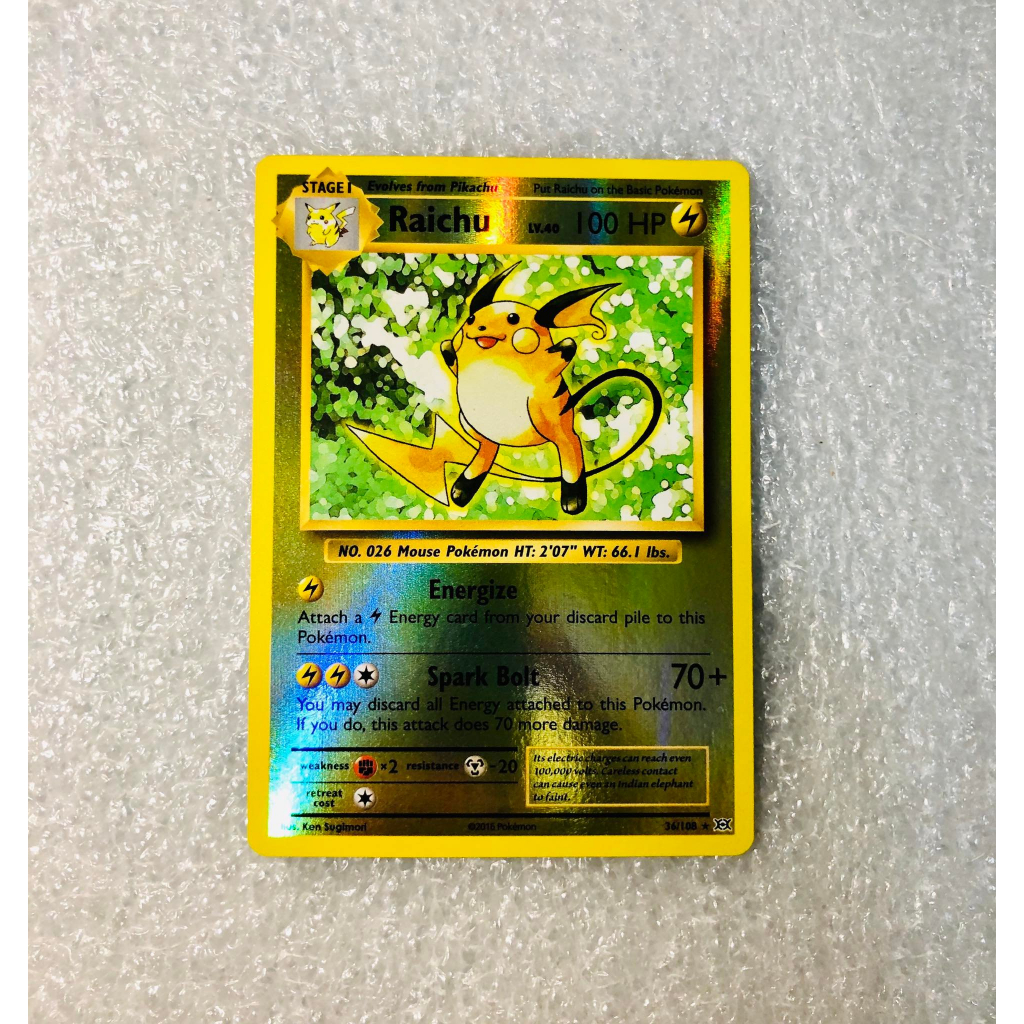 Pokémon Card Raichu REVERSE Holo XY Evolutions Year 2016 36/108
