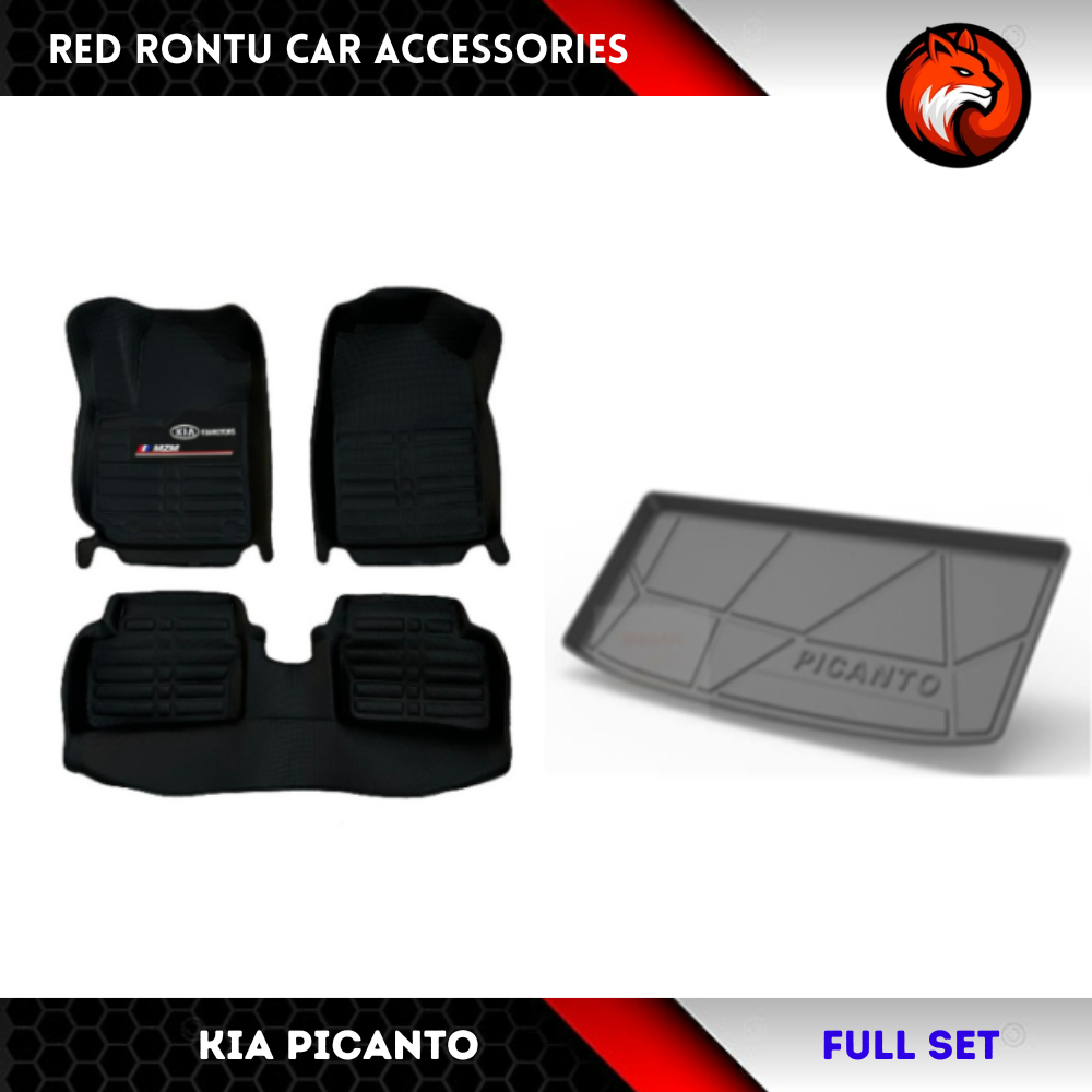 Full Car Matting Set Kia Picanto Diamond Deep Dish Matting with Cargo