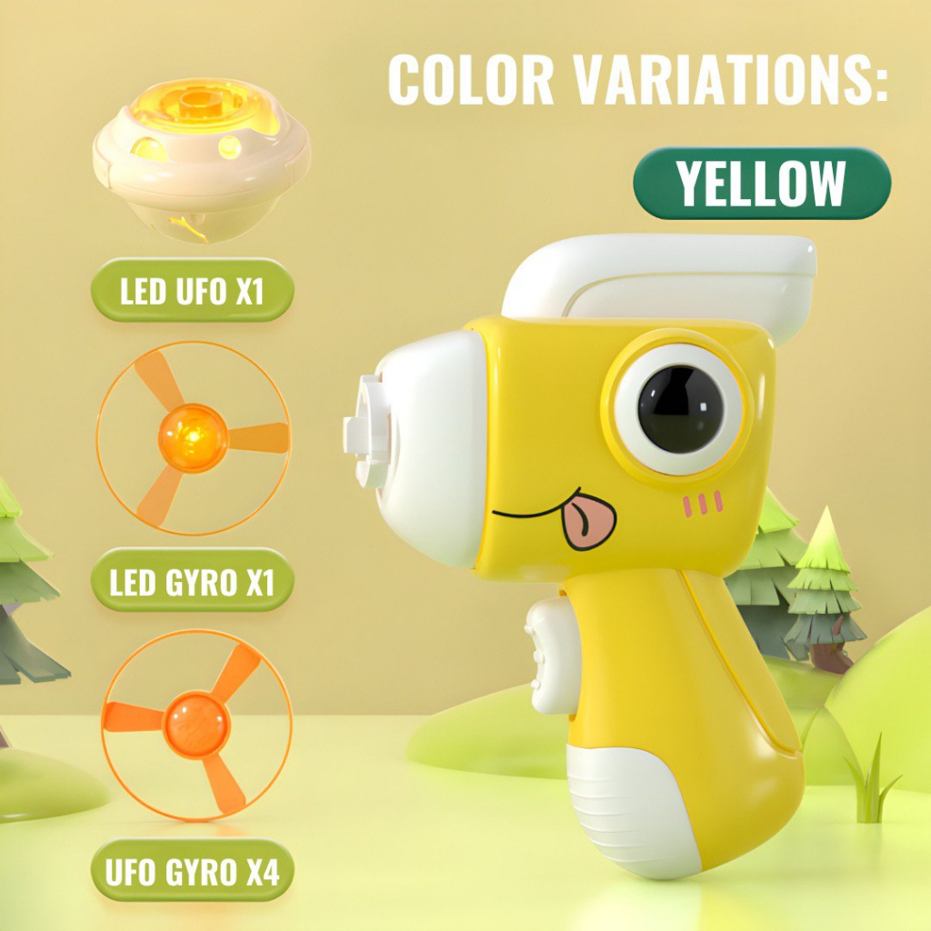 Dinosaur UFO Gyro Flying Disc Helicopter Toy Launcher with 6 Pieces ...