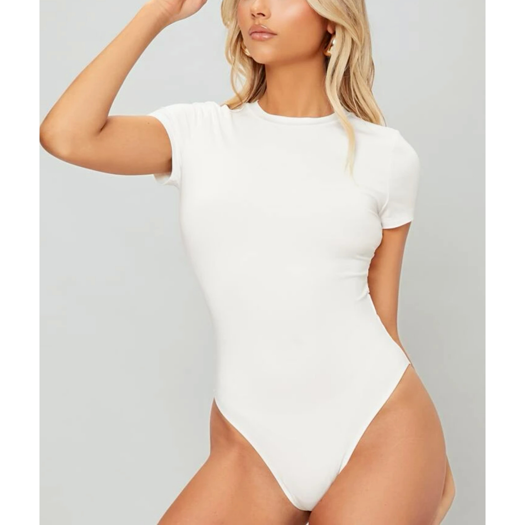 Angelcity Bodysuit Short Sleeve Open In Back Sexy Korean Fashion