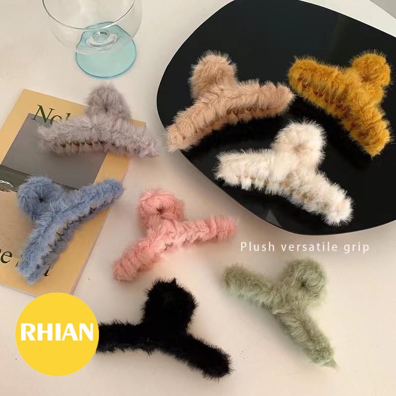 Rhian Korean Plush Hair Clip Faux Fur Hair Claws Combs Clamps Autumn ...