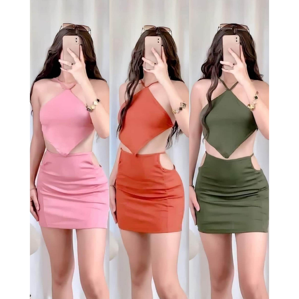 Francine Sexy Halter Kite Crop Top And Skirt Janna Terno For Women Ally Collection Shopee