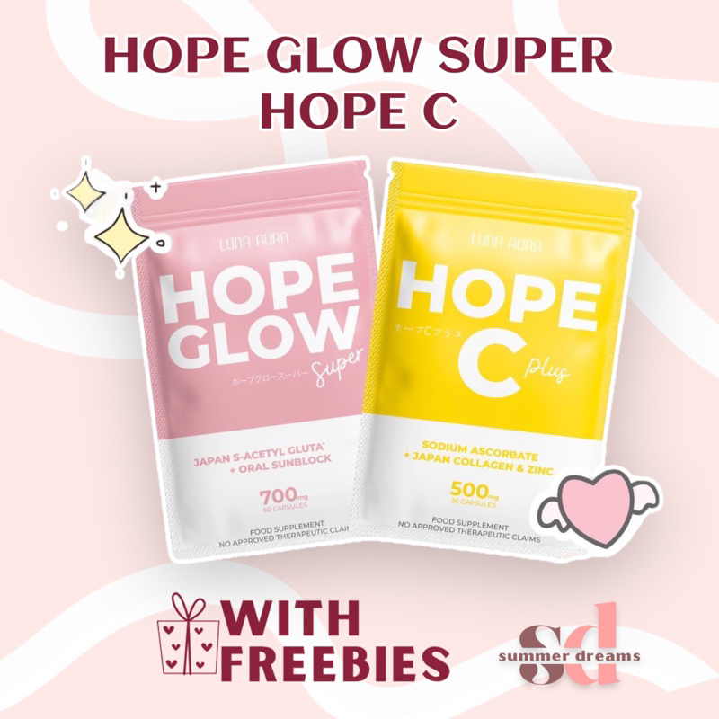 LUNA AURA Hope Glow Super Biggie Glutathione With Oral Sunblock Vitamin C Capsules Shopee