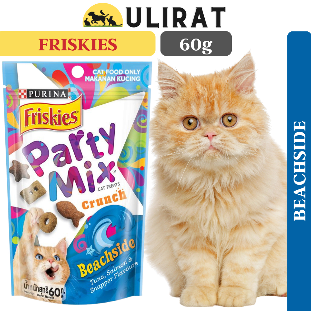 Purina Friskies Party Mix Crunch Beachside 60g Pouch Adult Cat Treats