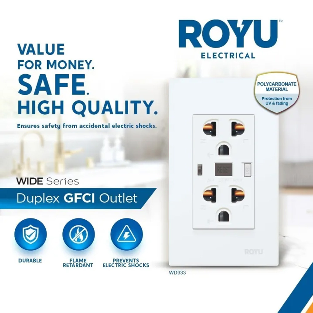 Royu Wide Series Sets Duplex Ground Fault Circuit Interrupter GFCI