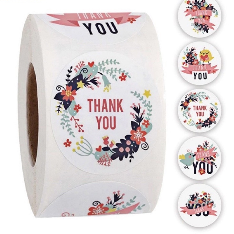 1 Roll 500pcs RANDOM Greetings Party Event Gift Sticker Round Seal ...