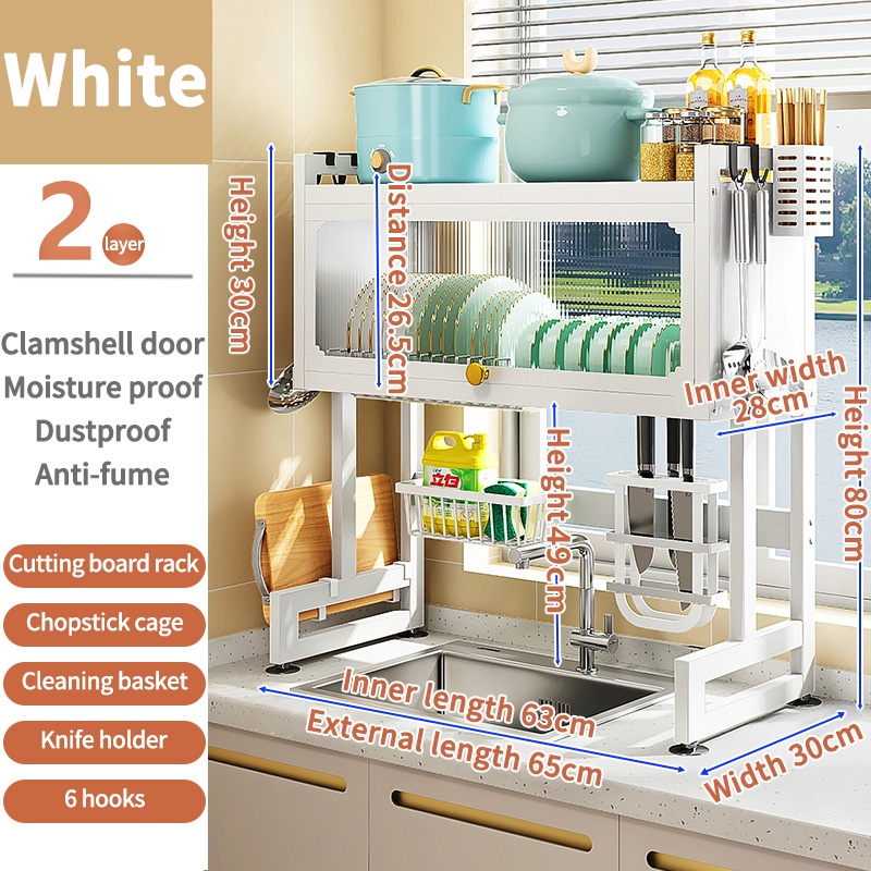 【High Quality】Jiditech Dish Cabinet Rack Sink Rack With Cover Drying ...