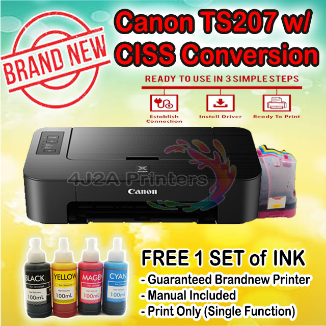 Canon Pixma Ts207ts307 Wifi Brand New With Ciss And Free 1 Set Of Ink Shopee Philippines 4956