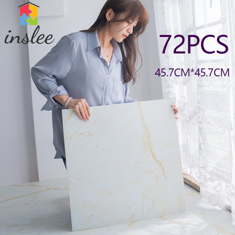 72PCS Marble Vinyl Tiles 45X45CM Grain Floor Stickers Self Adhesive Waterproof PVC Wear