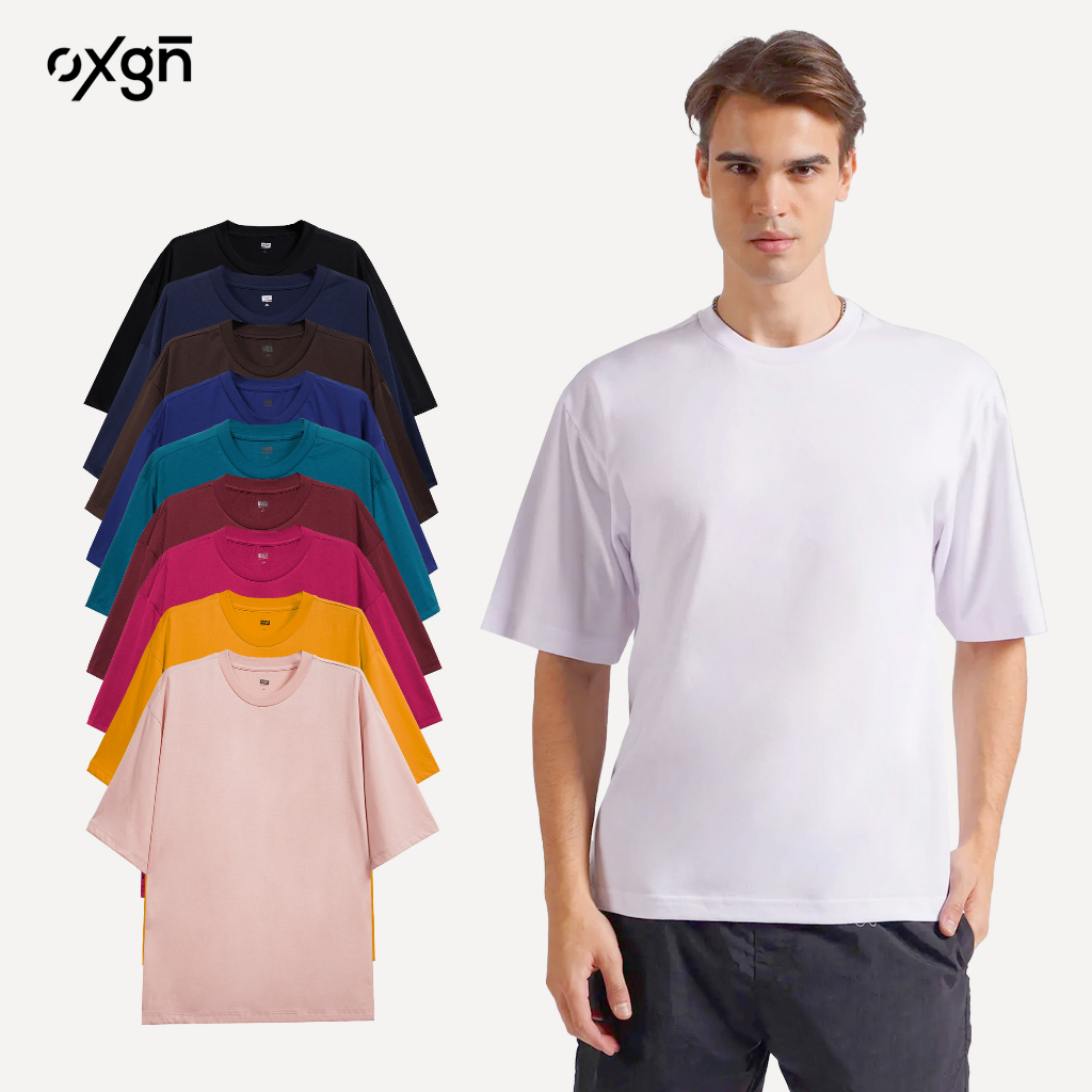 Korean Style T Shirt For Men 2026.OXGN Basic Boxy Fit Korean Fashion T-Shirt For Men (Black/White/Dark ...