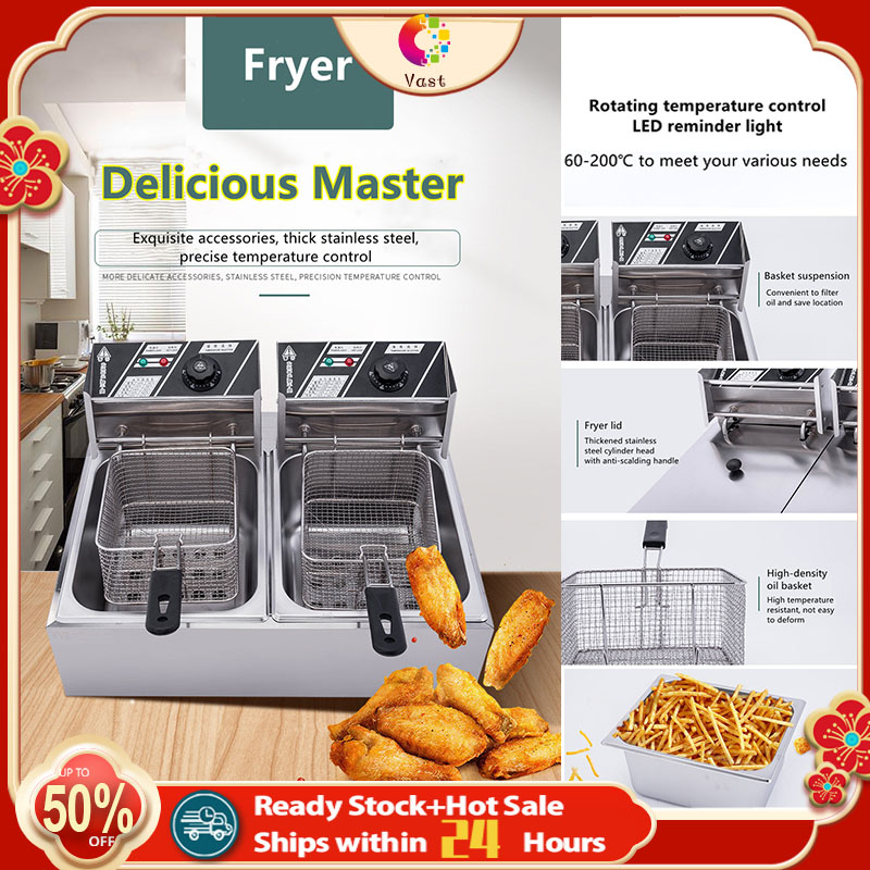 Electric deep fryers, 2 fryers,10+10 liter commercial deep fryers