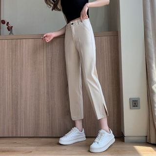 High Waist Trouser Pants With Slit High Waist 25-29 Capri Length #5611