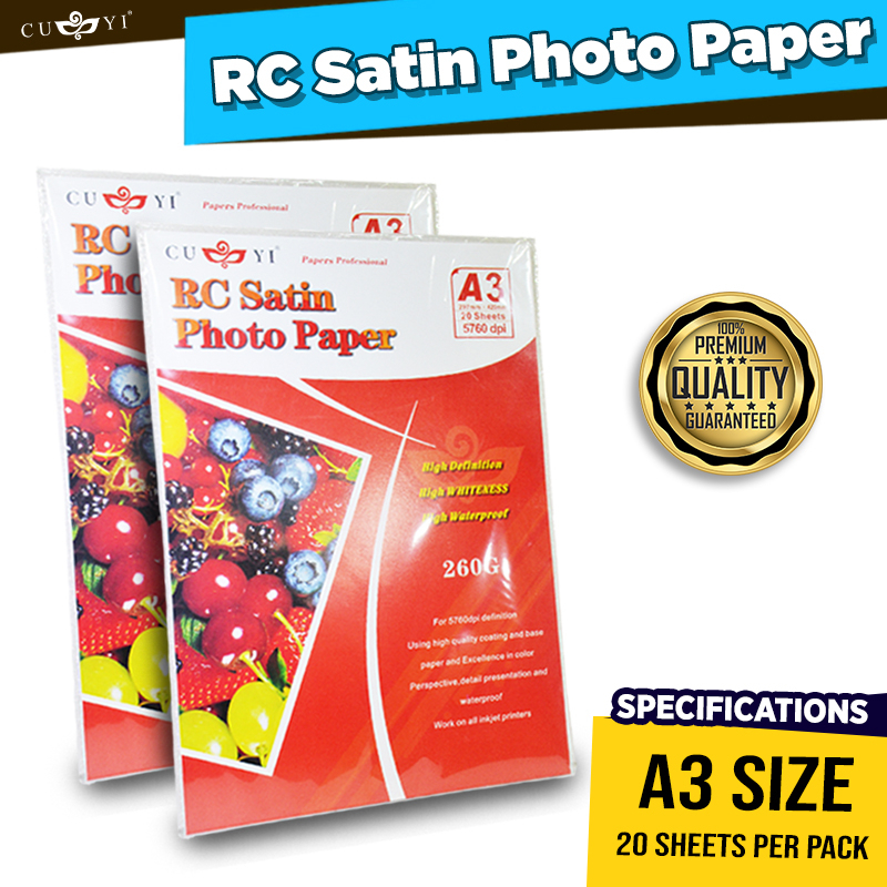 CUYI RC Rough Satin Photo Paper 260Gsm A3 Size 20sheets per pack