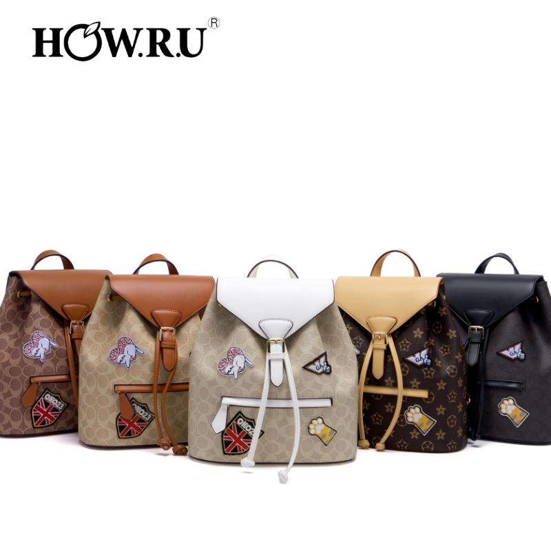 HOWRU DRAWSTRING BACKPACK MEDIUM LEATHER AUTHENTIC HOW R U 3WAY
