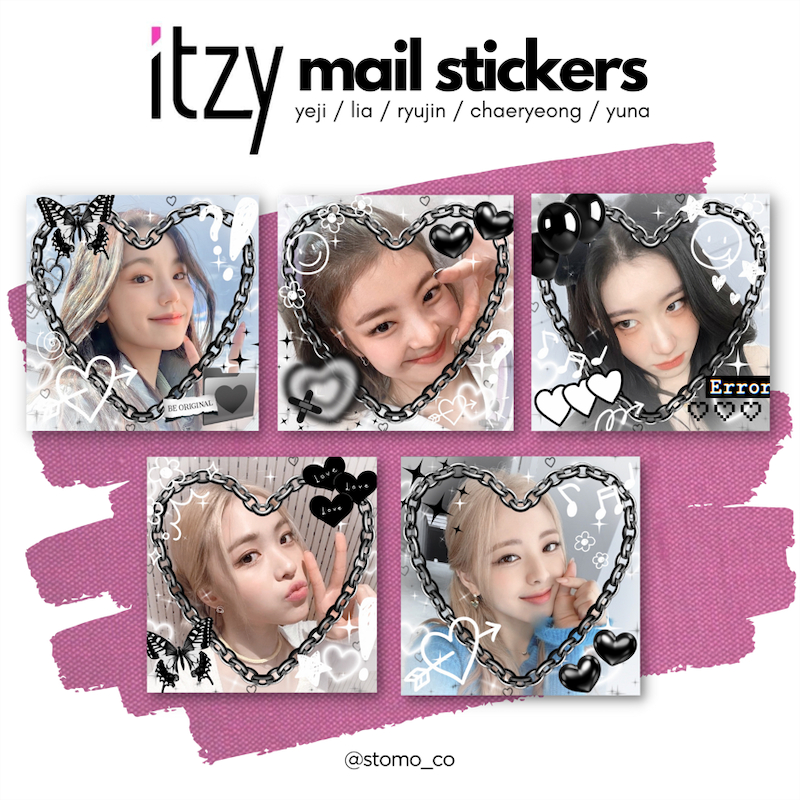 ITZY Mail Stickers | STOMO CO. || Yeji Lia Ryujin Chaeryeong Yuna Midzy ...