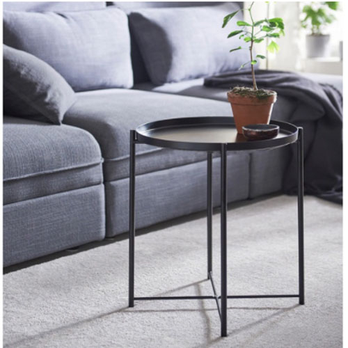 Black Metal Round Table 50*47cm Nordic Iron Single Round Tray Suitable